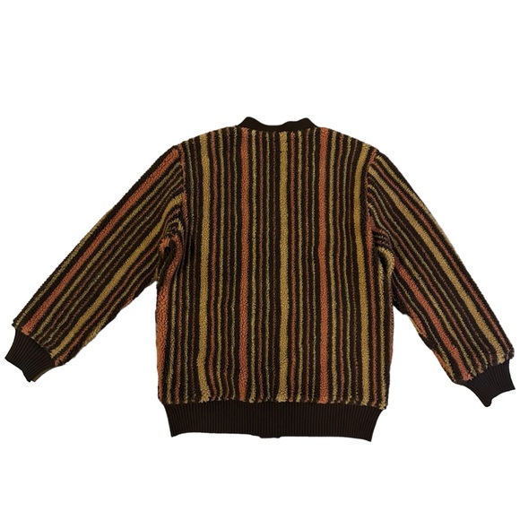 Beams Japanese Stripe Fleece Cardigan Size Large - Picture 3 of 5